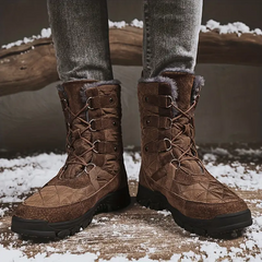 HOT SALE-Men's Genuine Leather Comfortable Snow Boots Warm Boots Combat Boots