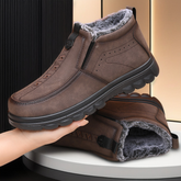 (Limited Time Discount 70% off)Men's Winter Warm Genuine Leather Flannel Lined Orthopedic Boots Arch Support Waterproof Non-Slip Boots