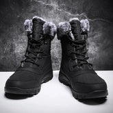 (Limited Time Sale 49%off)Men's Winter Warm Thick Leather Platform Fur Lined Snow Boots Waterproof Non-slip Wear-resistant Winter Boots
