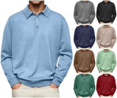Men's Casual and Comfortable Solid Color Lapel Long Sleeve POLO Shirt
