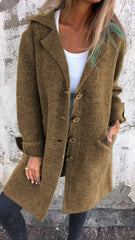 Casual Lapel Wool Single Breasted Long Coat