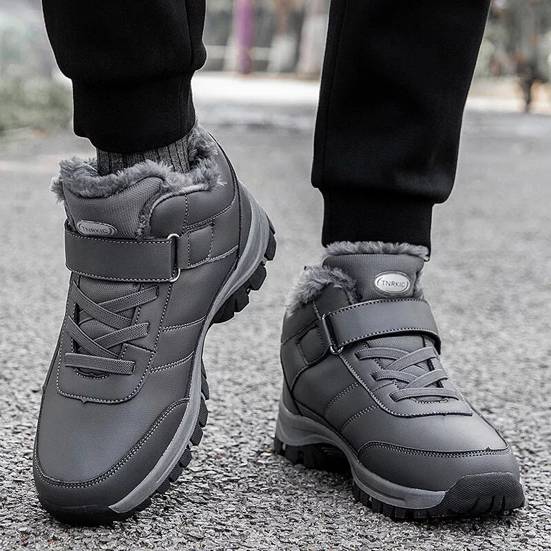 (Limited Time 49% Promotional Discount) Men's Winter Warm Orthopedic Hiking Snow Boots Waterproof Non-slip Wide Toe Arch Support Work Boots