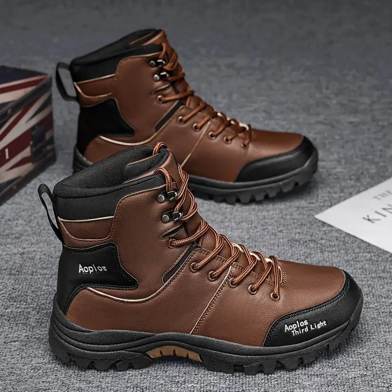 (⏰Limited Time 70% Off Event) Men's Waterproof Non-slip Anti-puncture Hiking Boots Ankle Support Wide Toe Arch Support Orthopedic Work Boots