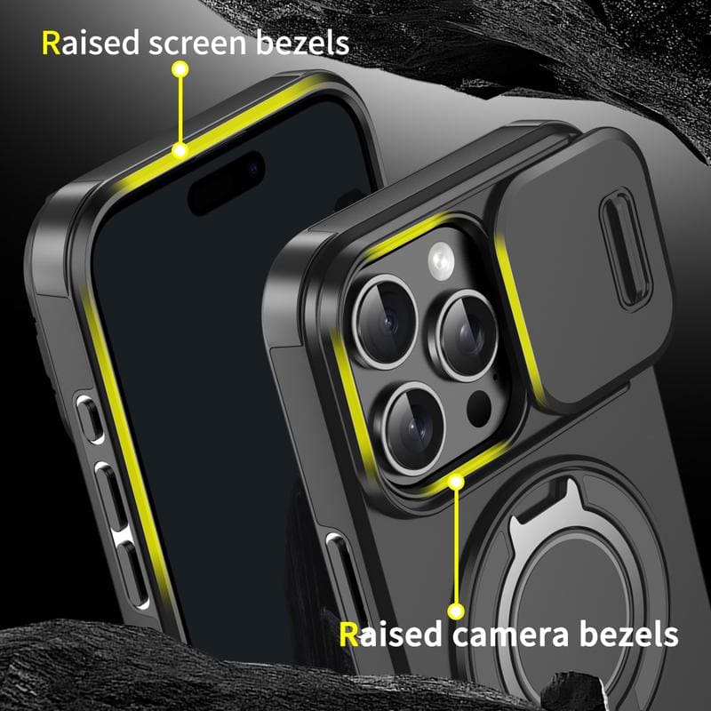"ChubbyArmor 2.0" Military-Grade Shockproof Magnetic Case with Camera Slide & 360° Kickstand Ring