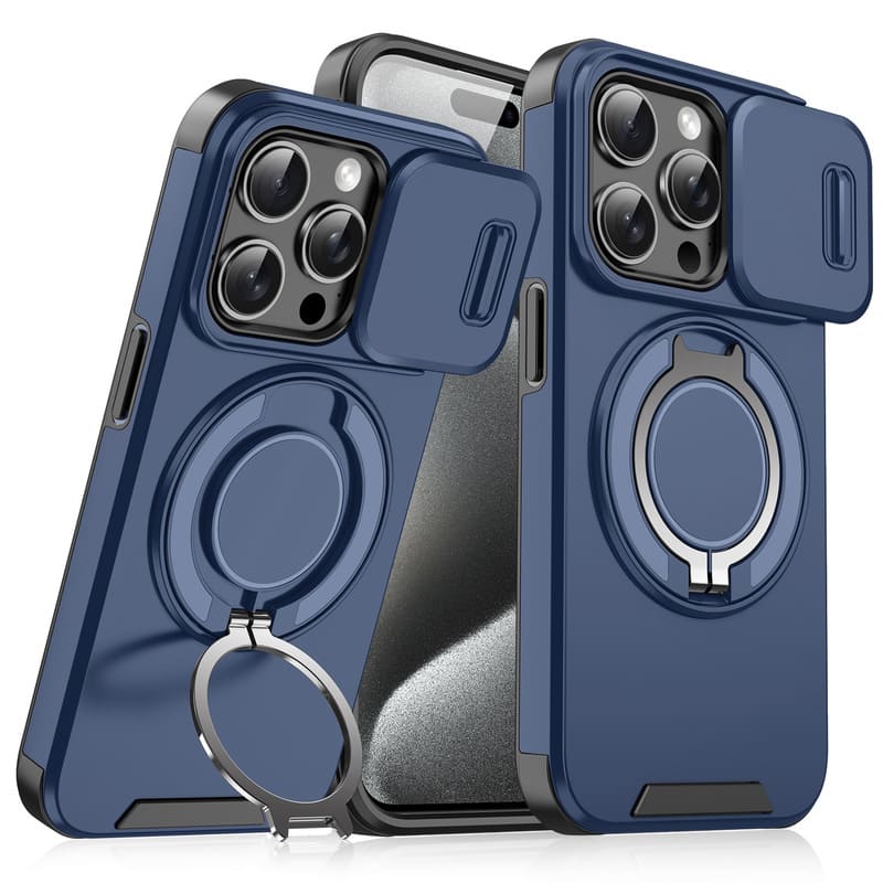 "ChubbyArmor 2.0" Military-Grade Shockproof Magnetic Case with Camera Slide & 360° Kickstand Ring
