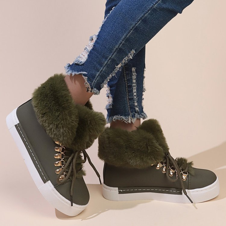 Women's Winter Thick Wool Lace-up Warm Boots