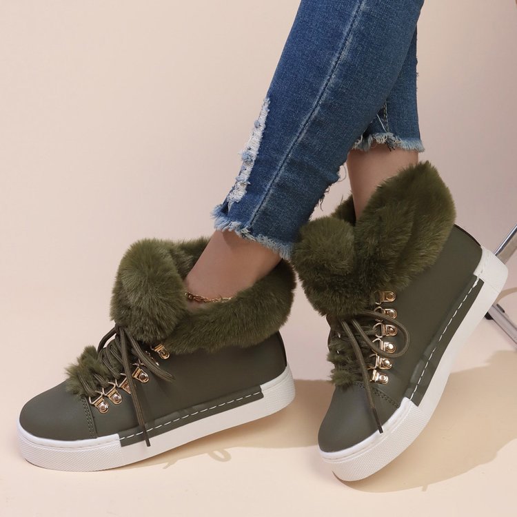 Women's Winter Thick Wool Lace-up Warm Boots