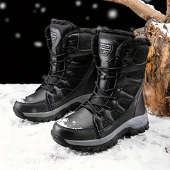 Men's Mid Calf Snow Boots, Winter Thermal Shoes, Windproof Hiking Boots With Fuzzy Lining