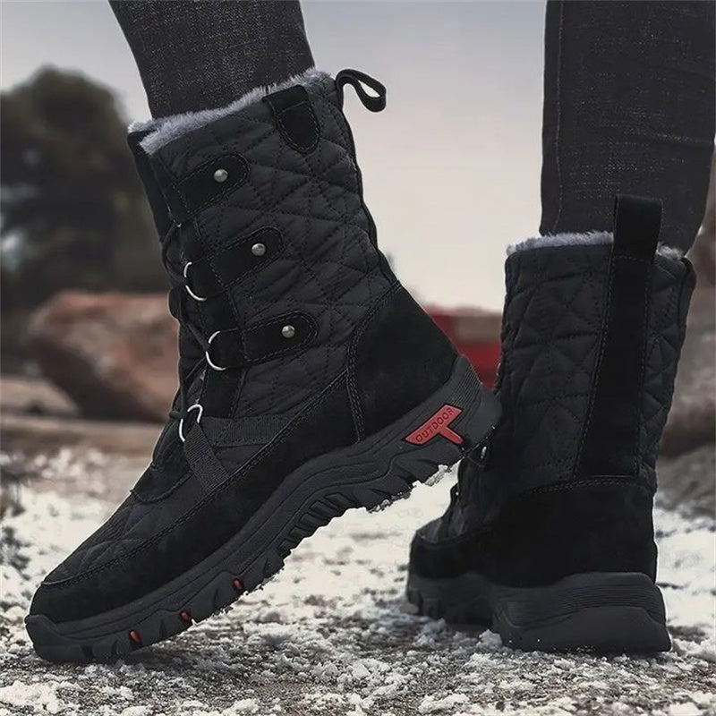 HOT SALE-Men's Genuine Leather Comfortable Snow Boots Warm Boots Combat Boots