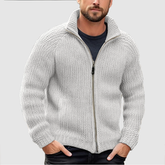 CLEARANCE SALE Men's Cardigan Solid Zipper Turtleneck Thick Knit Woolen Sweater Coat